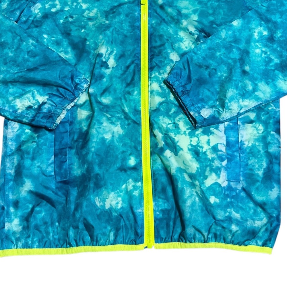 Lands End Windbreaker Kids XL 14/16 Blue Green Excellent Tie Dye Hooded Jacket - Picture 7 of 8